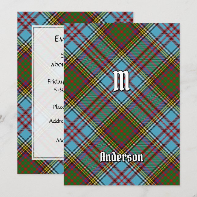 Clan Anderson Tartan Einladung (Vorne/Hinten)