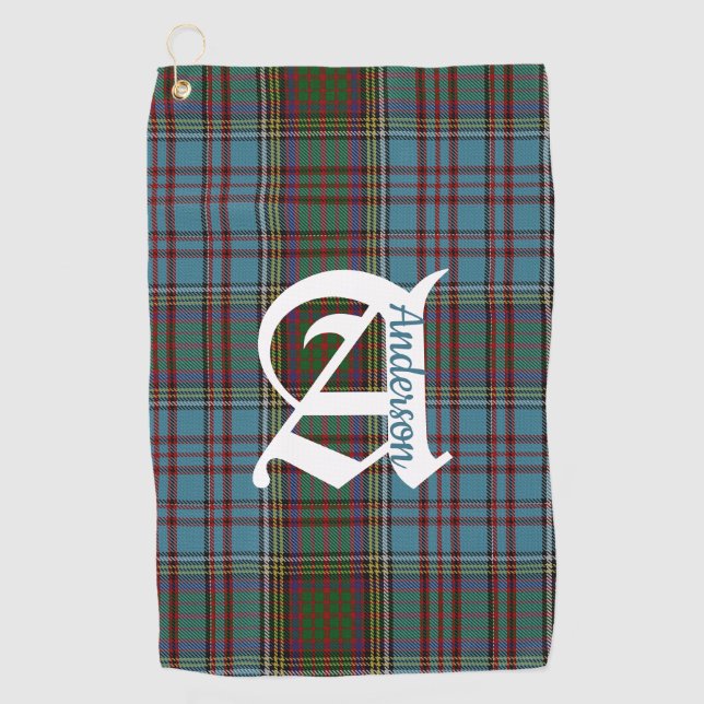 Clan Anderson Tartan Kariert Monogram  Golfhandtuch (Vorderseite)