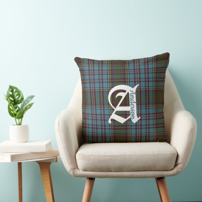 Clan Anderson Tartan Kariert Monogram Throw Kissen (Stuhl )