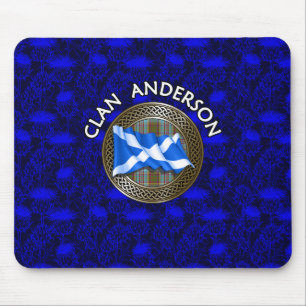 Clan Anderson Tartan Knot & Flag Mousepad