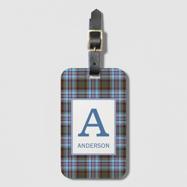 Clan Anderson Tartan Mit Monogramm Gepäckanhänger (Vorderseite Vertikal)