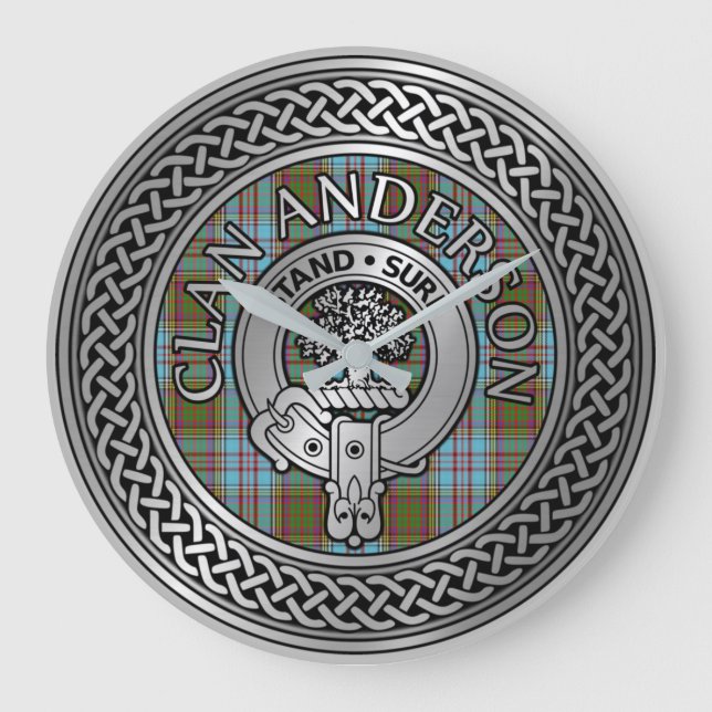 Clan Anderson Wappen & Tartan Knot Große Wanduhr (Vorderseite)
