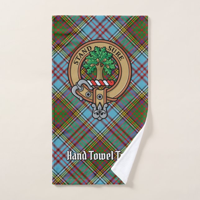 Clan Anderson Wappen über Tartan Badhandtuch Set (Handtuch)