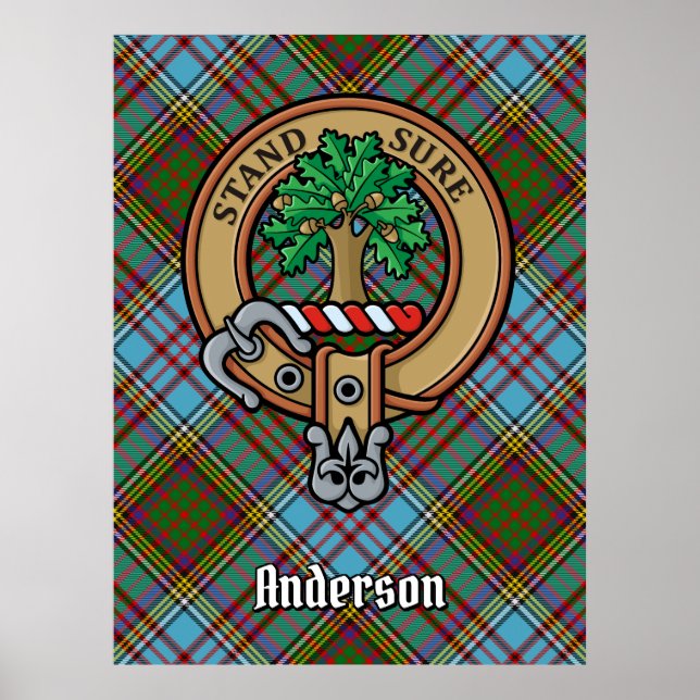 Clan Anderson Wappen über Tartan Poster (Vorne)