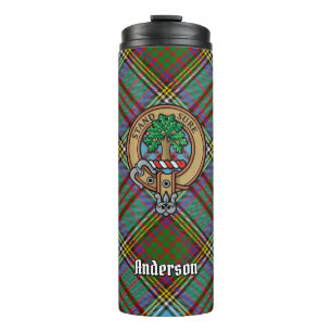 Clan Anderson Wappen über Tartan Thermosbecher