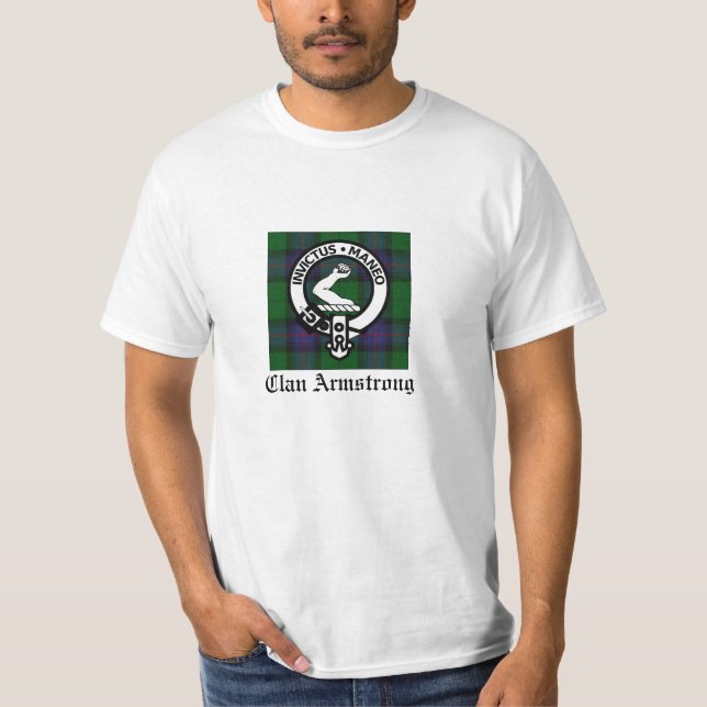 Clan Armstrong Familienwappen & Tartan T - Shirt (Vorderseite)