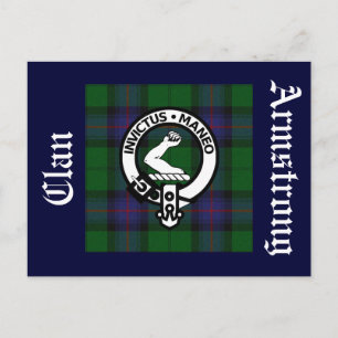 Clan Armstrong Tartan & Wappen Abzeichen Postkarte