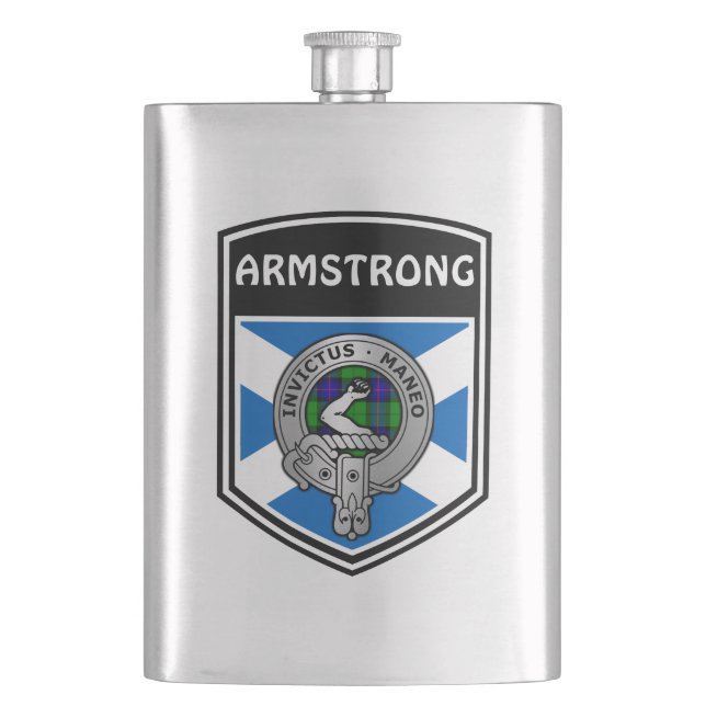 Clan Armstrong Wappen & Tartan Flachmann (Vorderseite)