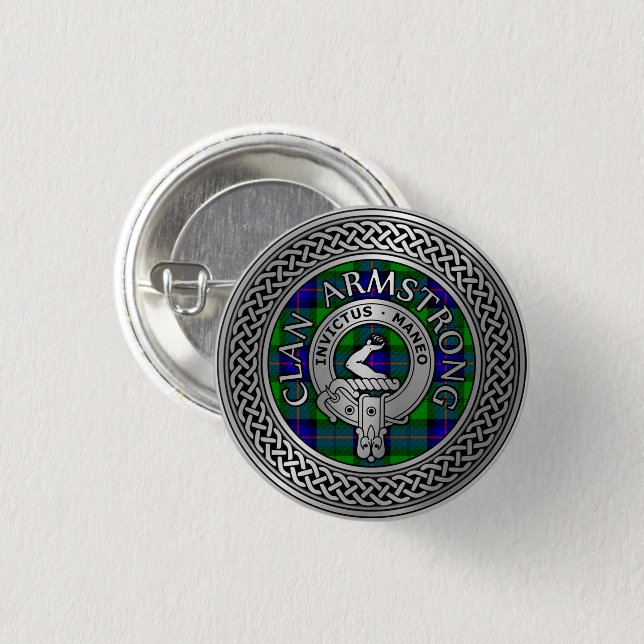 Clan Armstrong Wappen & Tartan Knot Button (Vorne & Hinten)
