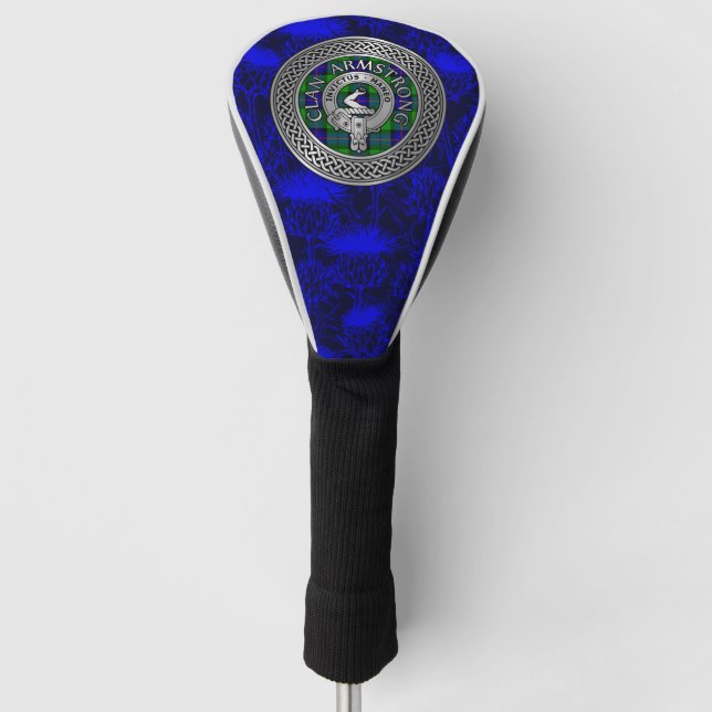 Clan Armstrong Wappen & Tartan Knot on Thistle Golf Headcover (Vorderseite)