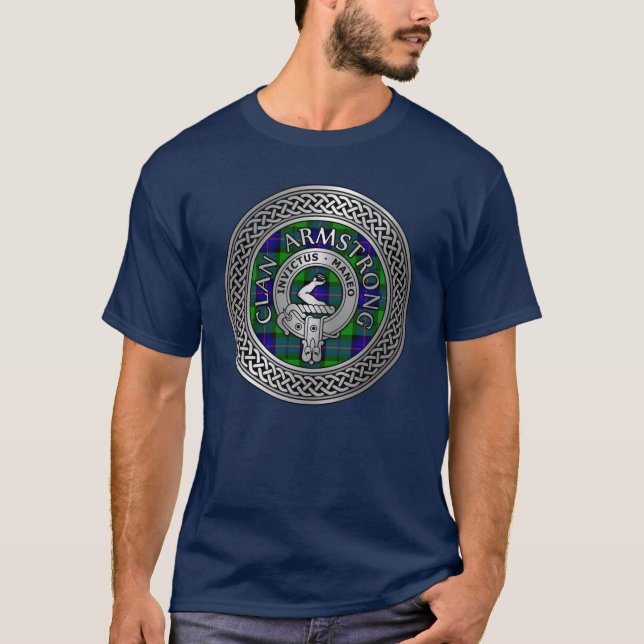 Clan Armstrong Wappen & Tartan Knot T-Shirt (Vorderseite)