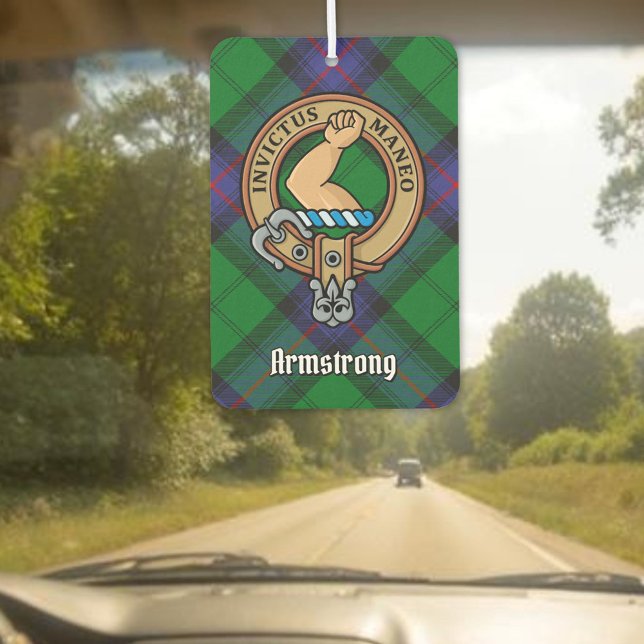 Clan Armstrong Wappen über Tartan Air Freshener Autolufterfrischer (Von Creator hochgeladen)