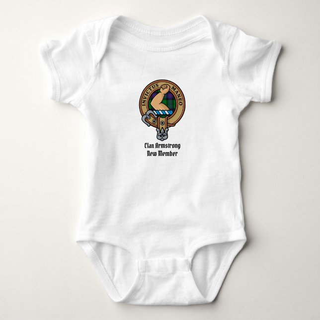 Clan Armstrong Wappen über Tartan Baby Bodysuit Baby Strampler (Vorderseite)