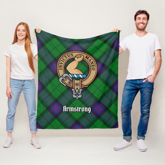 Clan Armstrong Wappen über Tartan Fleecedecke (Beispiel)