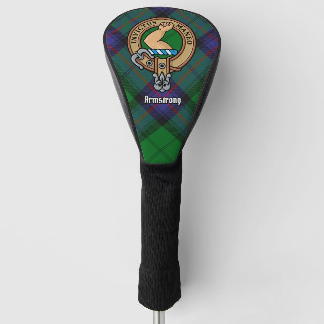 Clan Armstrong Wappen über Tartan Golf Head Cover Golf Headcover (Vorderseite)