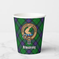 Clan Armstrong Wappen über Tartan Paper Cups