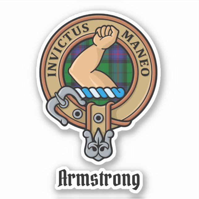 Clan Armstrong Wappen über Tartan Sticker (Vorderseite)