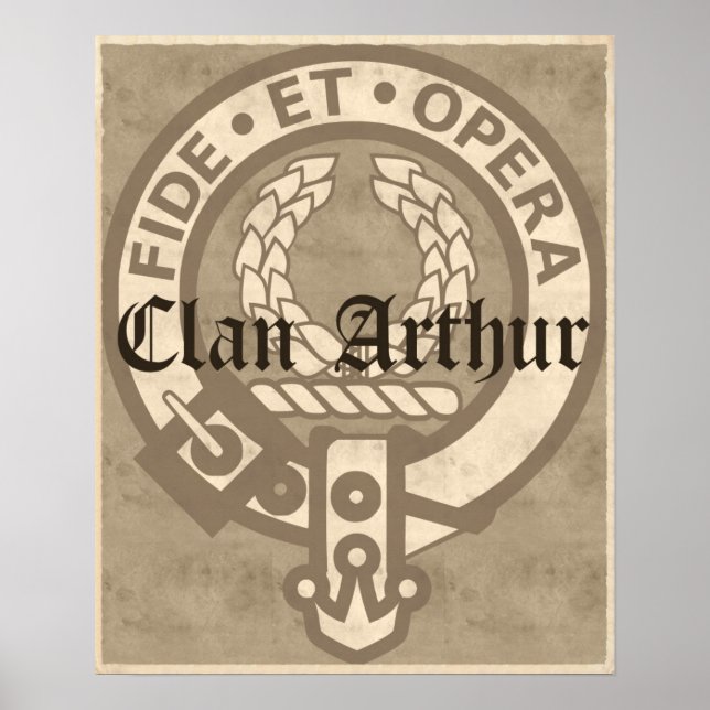 Clan Arthur Crest Badge Sepia Poster (Devant)