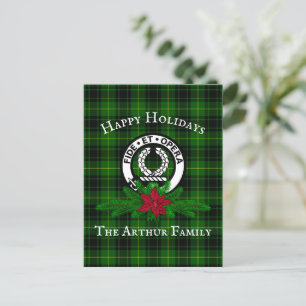 Clan Arthur Crest Badge & Tartan Holiday Carte pos
