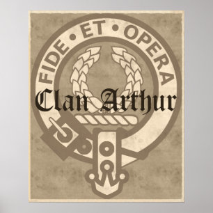 Clan Arthur Wappen Abzeichen Sepia Poster