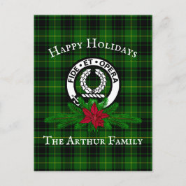 Clan Arthur Wappen Abzeichen & Tartan Holiday Post Postkarte