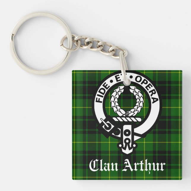 Clan Arthur Wappen Abzeichen & Tartan Schlüsselanhänger (Vorderseite)