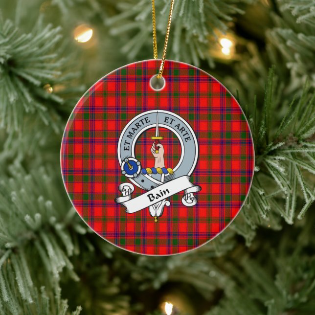Clan Bain Abzeichen Tartan Kariert Keramik Ornament (Baum)