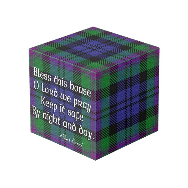 Clan Baird Tartan House Blessing Würfel (Vorderseite Schrägansicht)