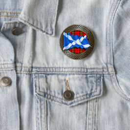 Clan Baird Tartan Knot & Flag Button