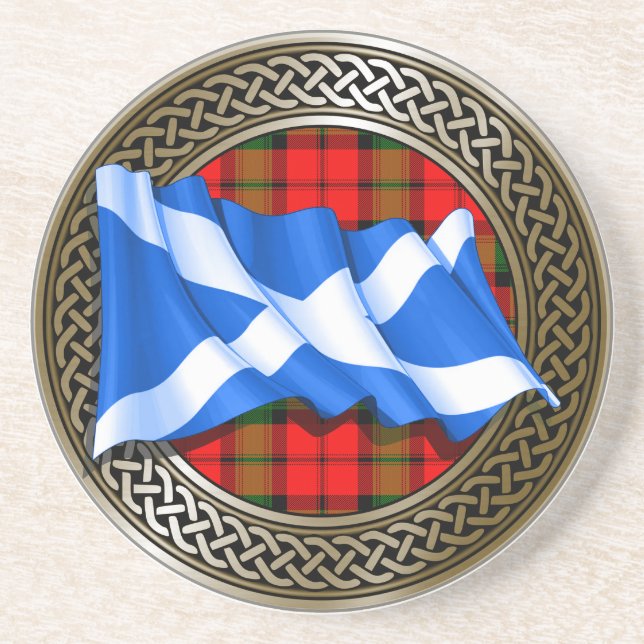 Clan Baird Tartan Knot & Flag Getränkeuntersetzer (Vorne)