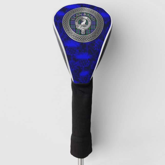 Clan Baird Wappen & Tartan Knot on Thistle Golf Headcover (Vorderseite)