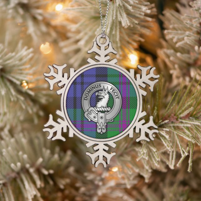 Clan Baird Wappen & Tartan Schneeflocken Zinn-Ornament (Baum)