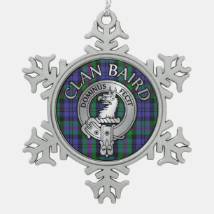 Clan Baird Wappen & Tartan Schneeflocken Zinn-Ornament