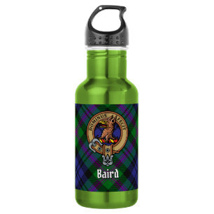 Clan Baird-Wappen über Tartan Edelstahlflasche