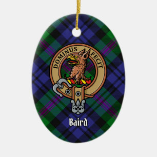 Clan Baird Wappen über Tartan Keramik Ornament