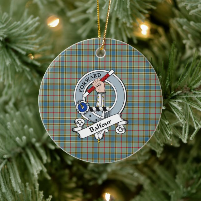 Clan Balfour Abzeichen Tartan Kariert Keramik Ornament (Baum)