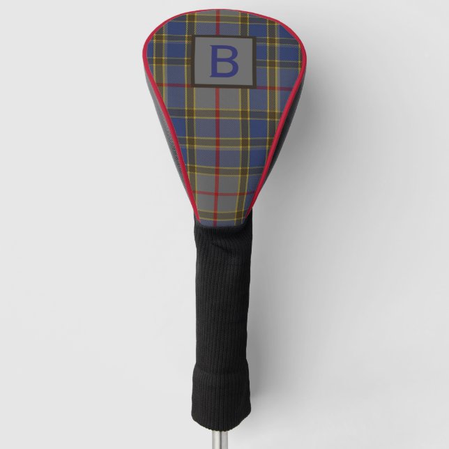 Clan Balfour Kariert Mit Monogramm Golf Headcover (Vorderseite)