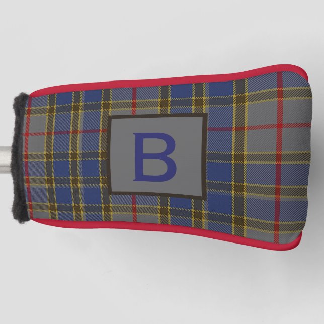 Clan Balfour Kariert Mit Monogramm Golf Headcover (Vorderseite)