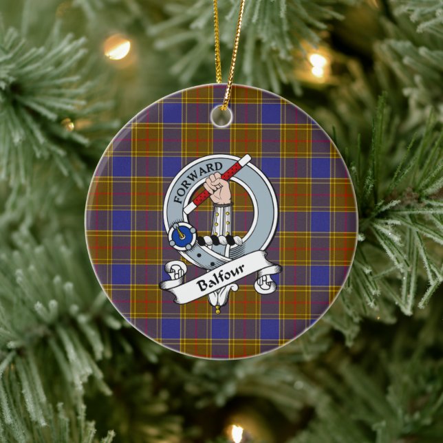 Clan Balfour Modernes Abzeichen Tartan Kariert Keramik Ornament (Baum)