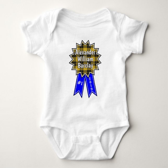 Clan Barclay #1 Award Blue Ribbon Baby Strampler (Vorderseite)