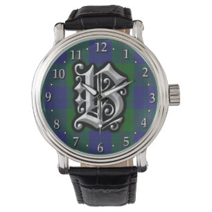 Clan Barclay Brief B Monogramm Jagd-Tartan Armbanduhr