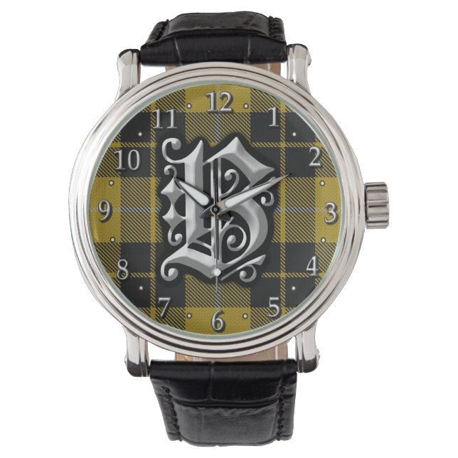 Clan Barclay Letter B Monogram Dress Tartan Armbanduhr (Vorderseite)