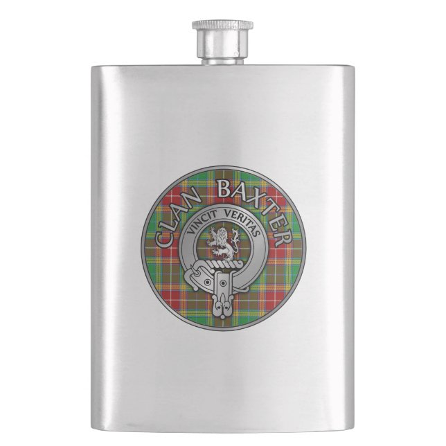 Clan Baxter Wappen & Tartan Flachmann (Vorderseite)