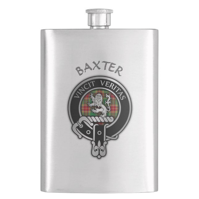 Clan Baxter Wappen & Tartan Flask Flachmann (Vorderseite)