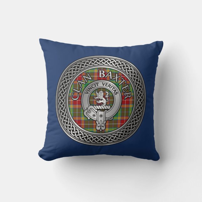 Clan Baxter Wappen & Tartan Knot Kissen (Vorderseite)