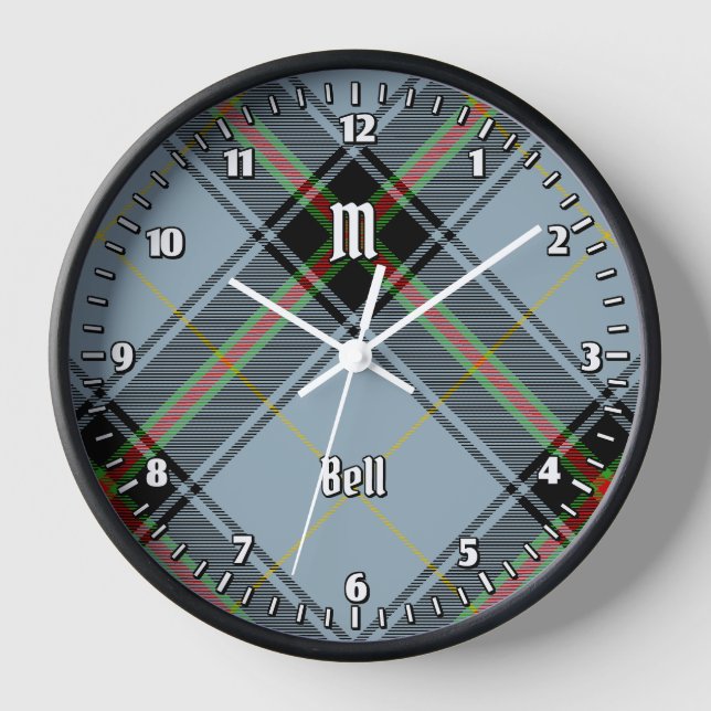 Clan Bell Tartan Uhr (Vorderseite)