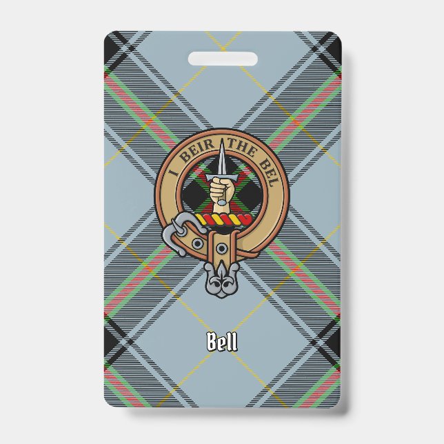Clan Bell Wappen über Tartan Ausweis (Vorderseite)