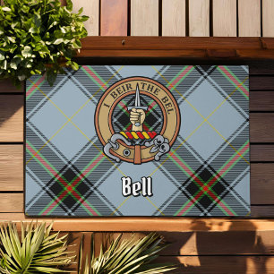 Clan Bell Wappen über Tartan Fußmatte