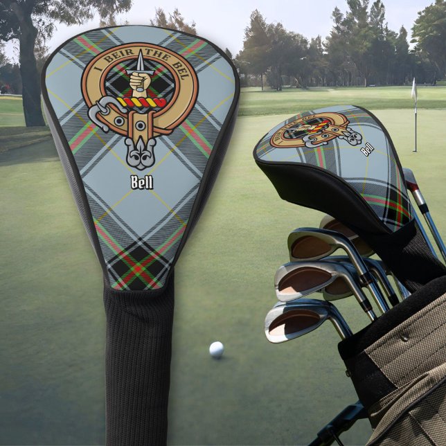 Clan Bell Wappen über Tartan Golf Headcover (Von Creator hochgeladen)