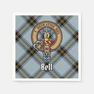 Clan Bell Wappen über Tartan Serviette